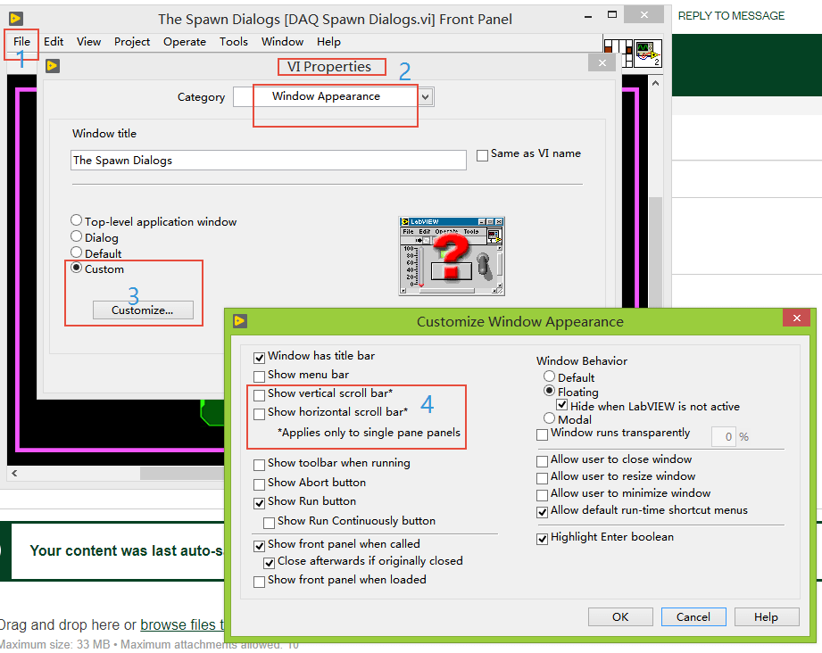 Solved remove scroll bars in front panel NI Community