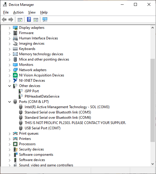 [OT] for USBSerial adapter for use with LabVIEW Community Edition and Windows