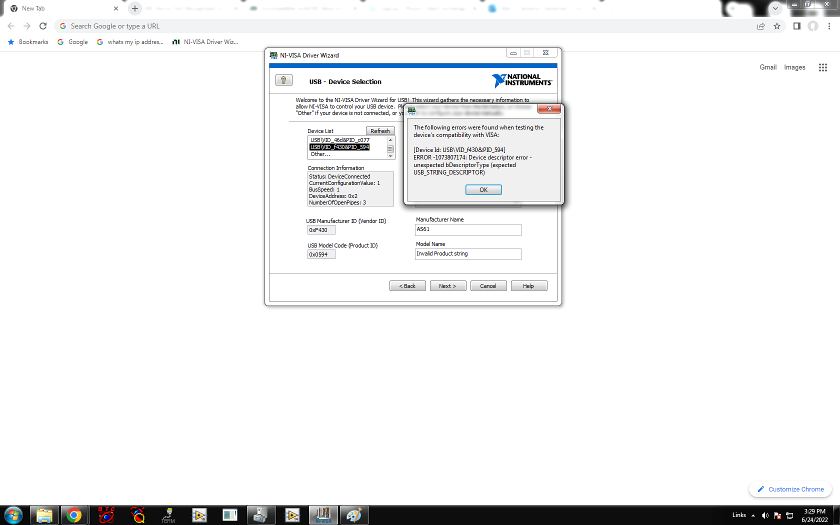 USB Device Not Recognized by NI VISA (ERROR1073807174) NI Community