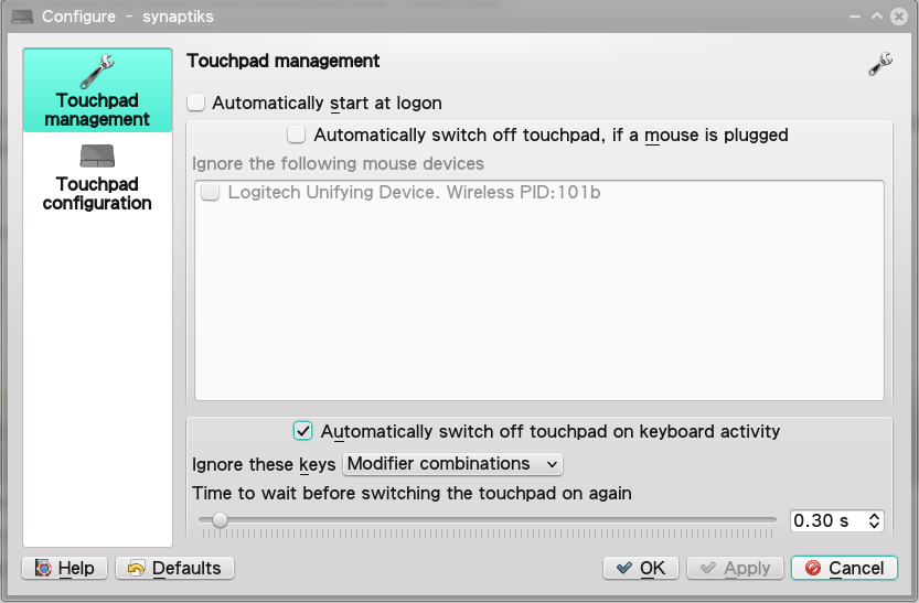 Synaptic Touchpad Palm Rejection / Pause Touchpad While Typing