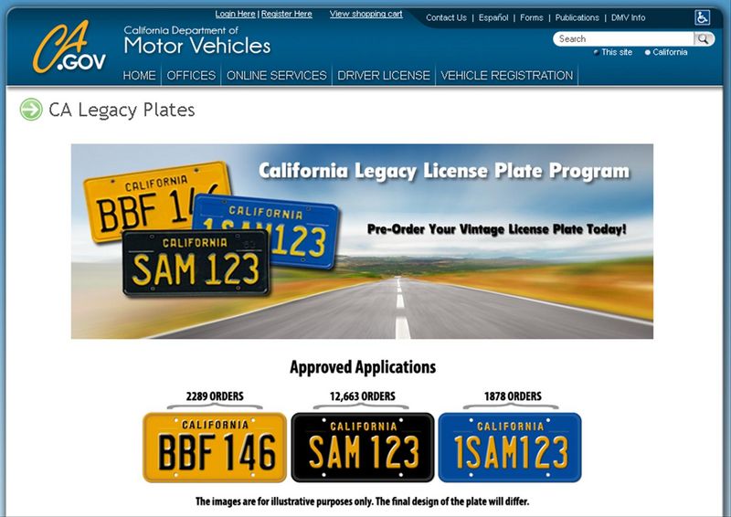 Current Status of California Yellow, Black, and Blue License Plates