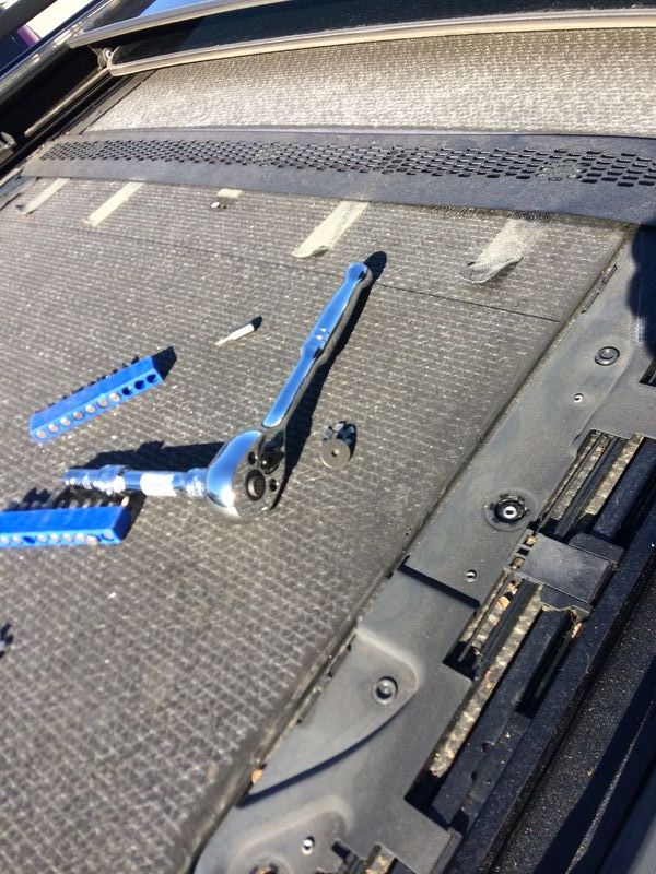 My E83 X3 Headliner is removed, how do I remove Panoramic sunshades for