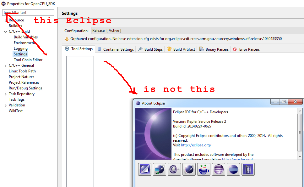 About Eclipse software tool settings 6 by WizIO Software General