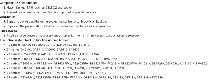 Full-system backups in Hyper Backup (DSM 7.2) [continued] - Synology