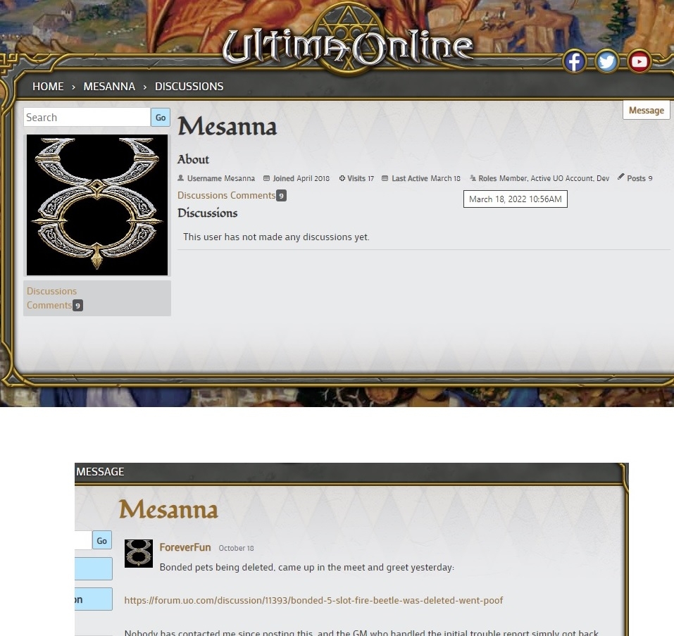 Bonded 5 slot fire beetle was deleted (went poof) Ultima Online Forums