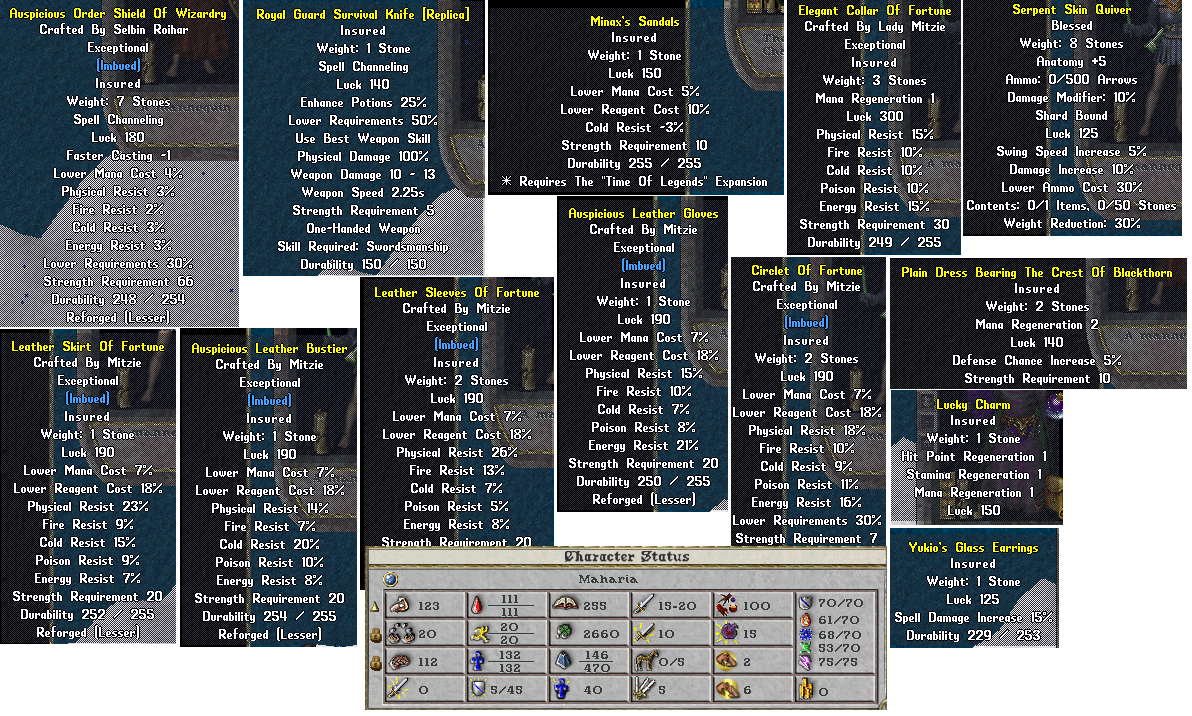 Crafting a Mage Luck Suit for the Mini Abominations Ultima Online Forums