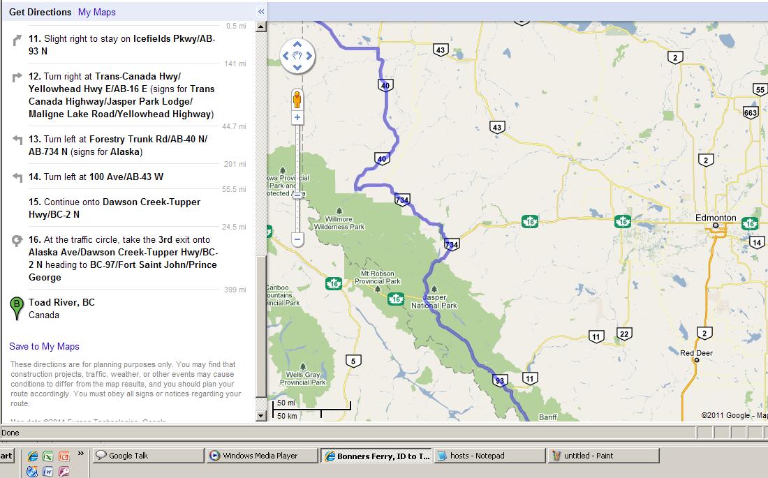 Driving directions/suggestions from Idaho to Ft. Nelson, BC
