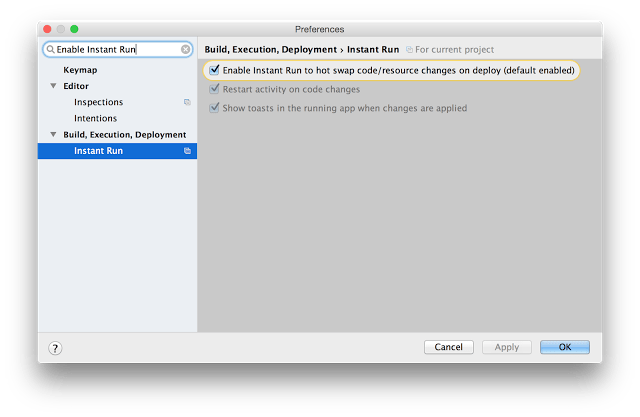 android studio preference