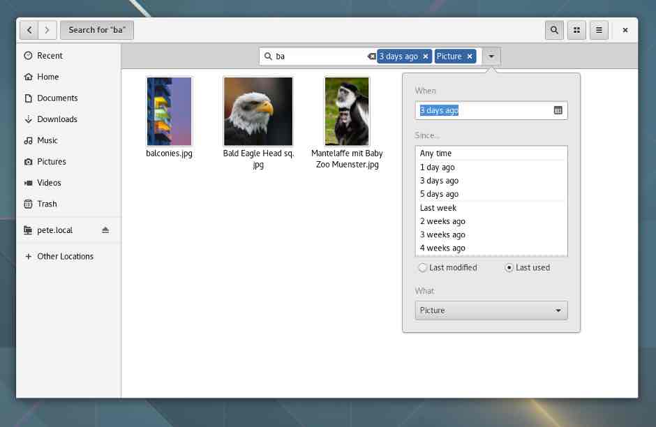 files-search gnome 3.20 features