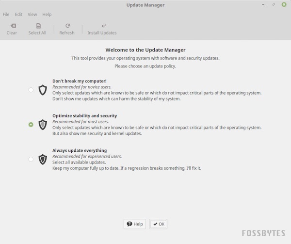 mintupdate-policy linux mint 18 sarah cinnamon