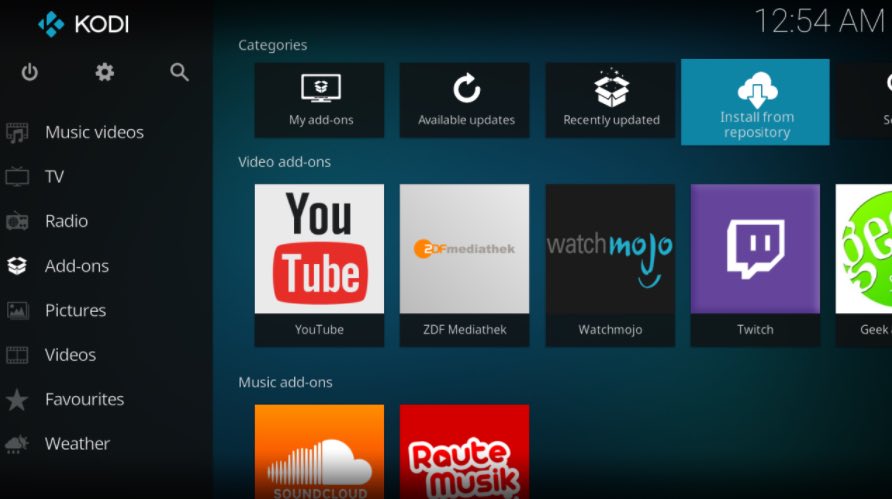 kodi app addons