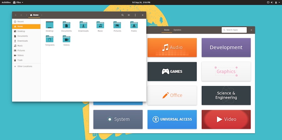 system76 pop!_OS 17.10 file manager