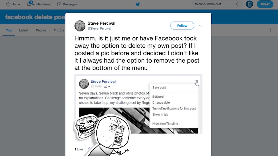Bug Or Feature? — Facebook Removes Delete Post Option From Desktop Website