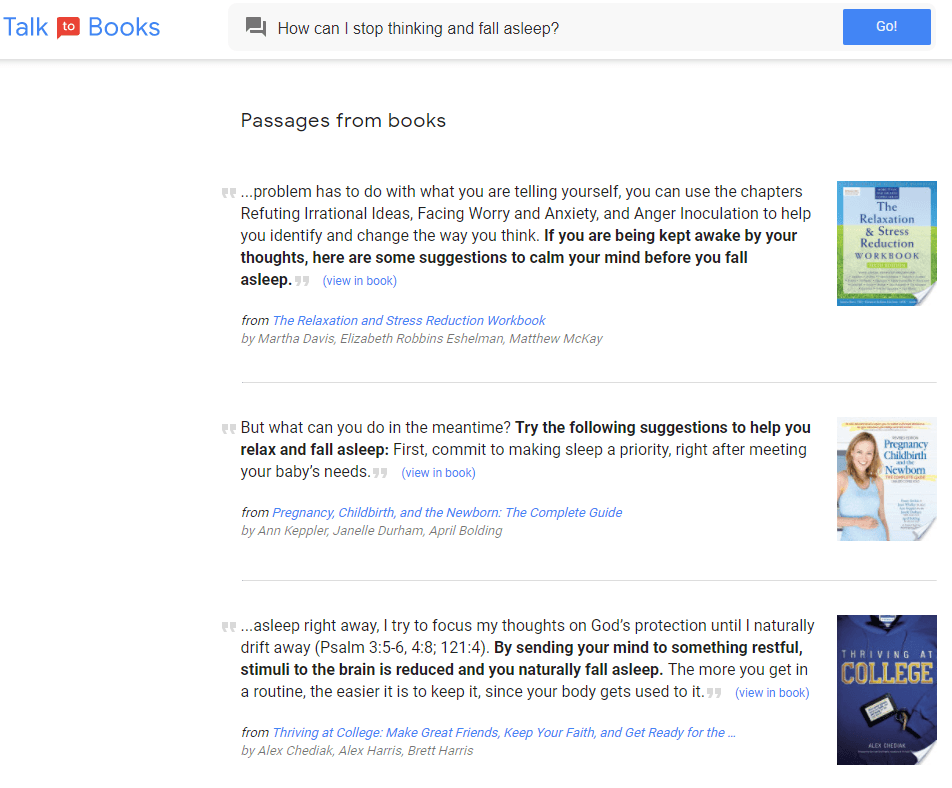 Google Talk To Books Semantic Search
