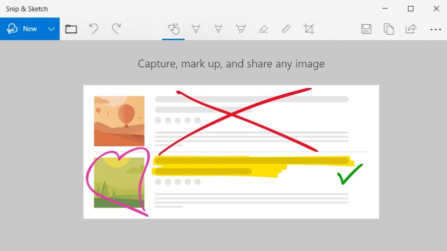 Snip and Sketch welcome screen