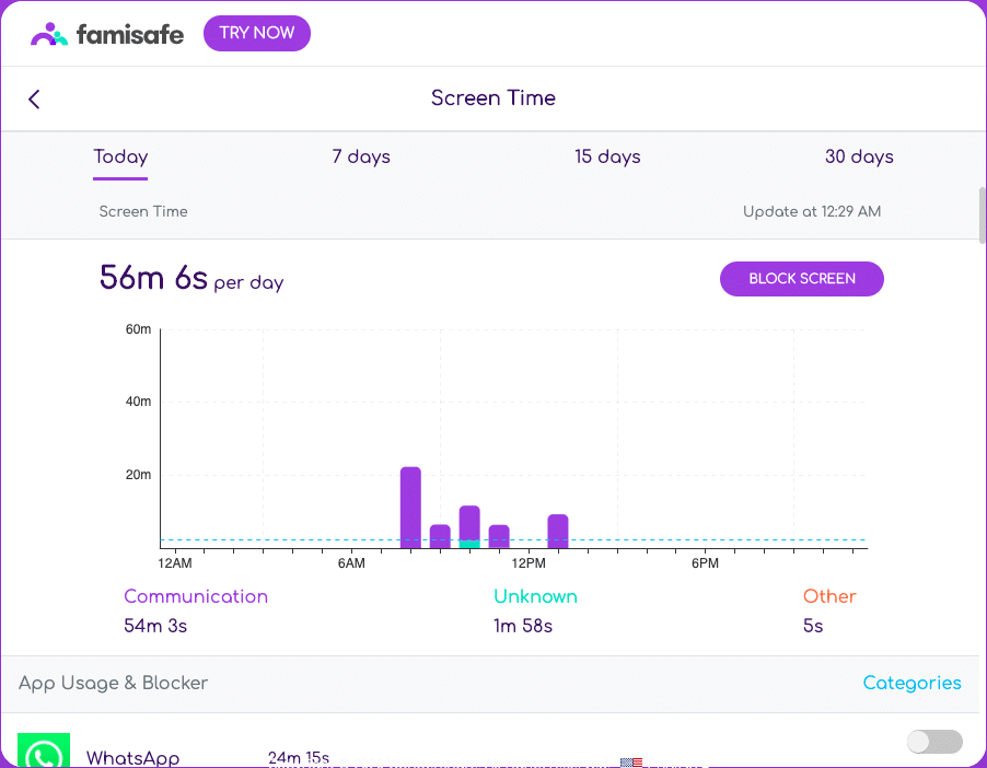 Famisafe parental control app_screen time