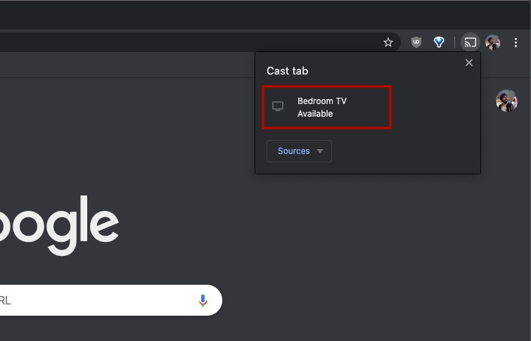 Select Chroemcast mac to TV