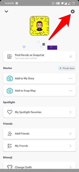Click on the settings wheel