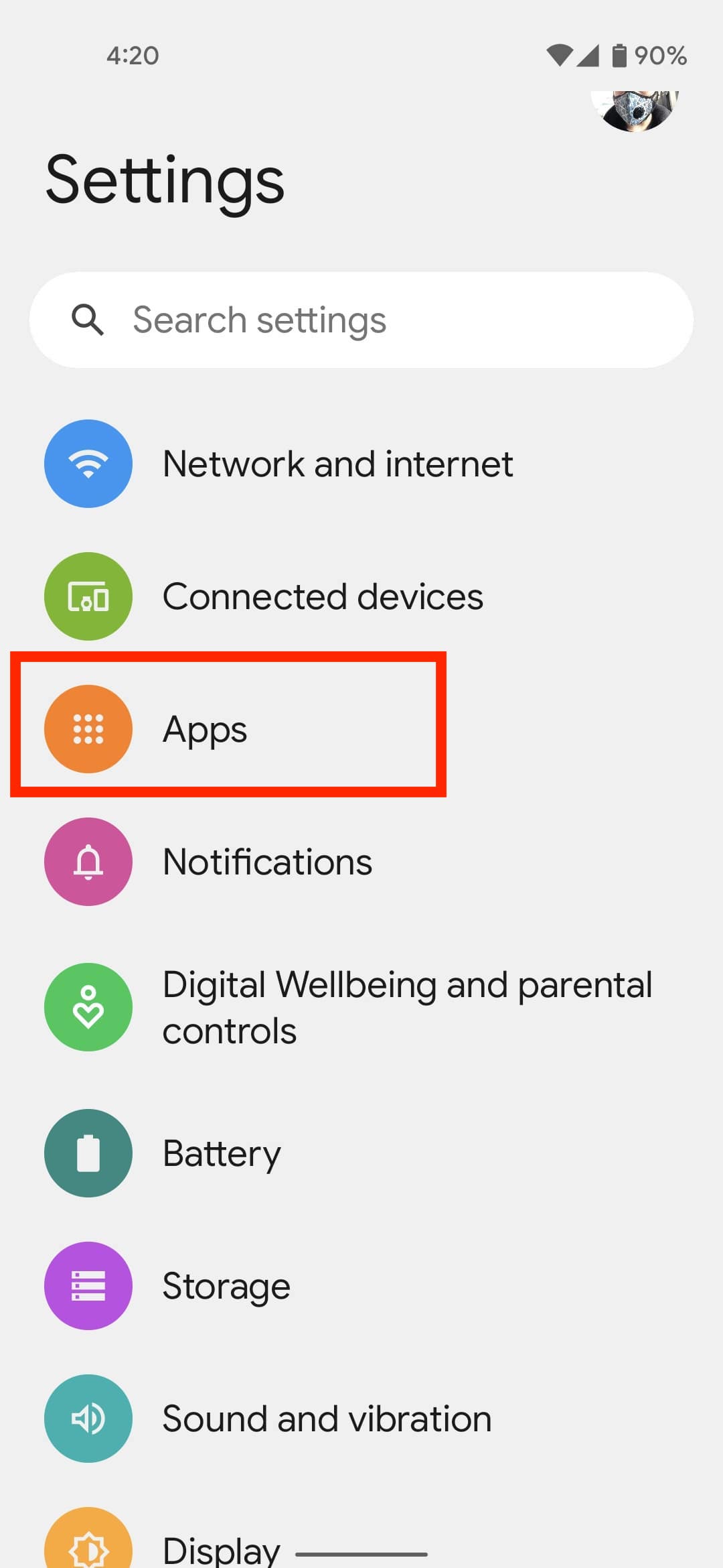 Android 12 settings menu