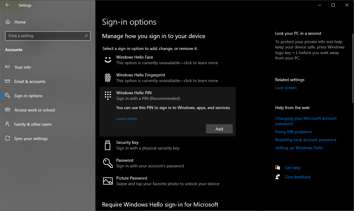 How to setup Windows Hello