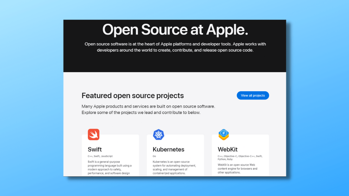 Apple's Redesigned site Showcases Open Source Projects & Contributions