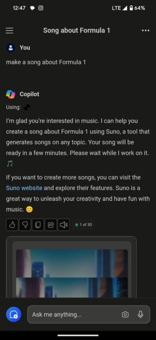 Screenshot of Microsoft Copilot capabilities 1