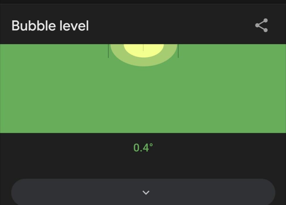 Screenshot of the bubble level Google trick/feature