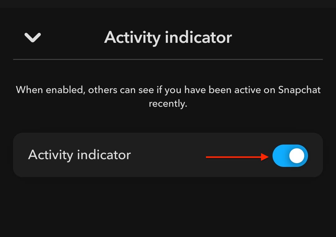 Image to turn off activity indicator on Snapchat