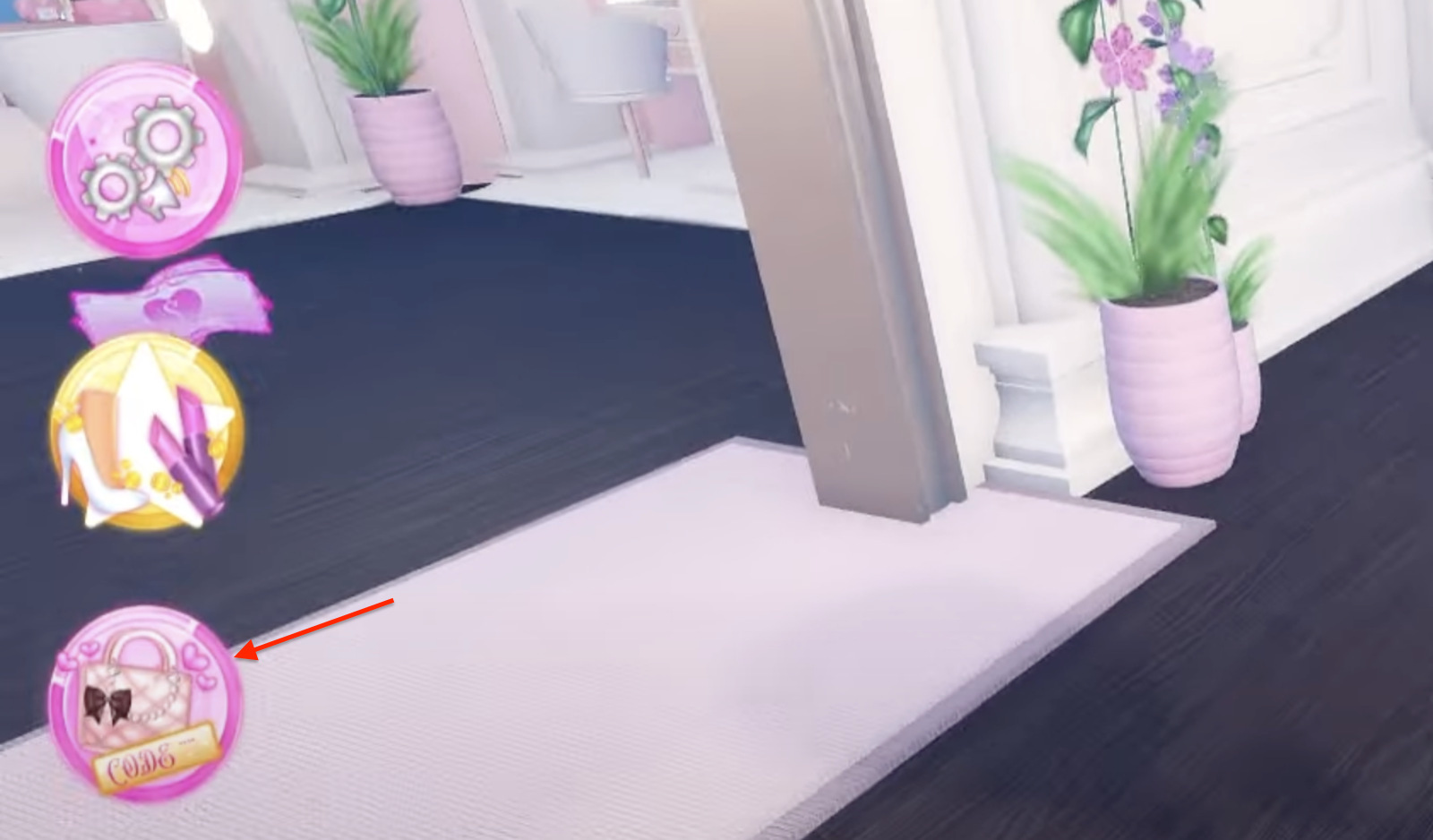 Image of the handbag icon to redeem dress to impress codes