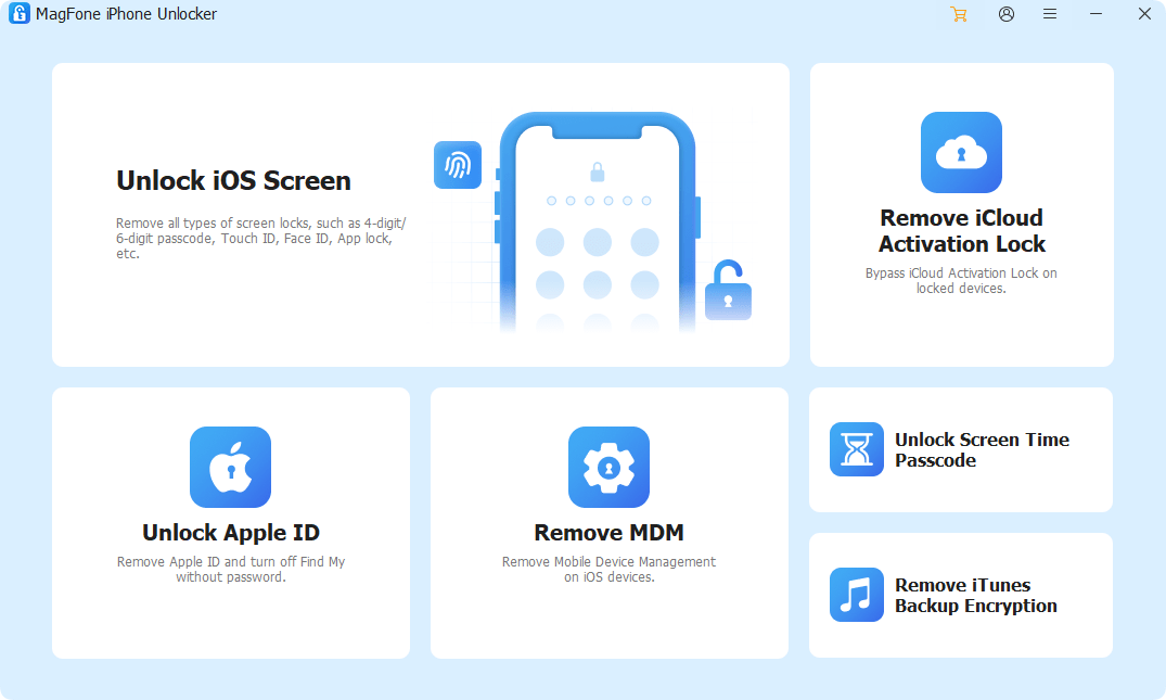 Image of the Magfon iPhone Unlocker app to unlock iPhone without passcode