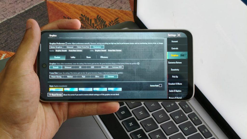 Image of the BGMI settings