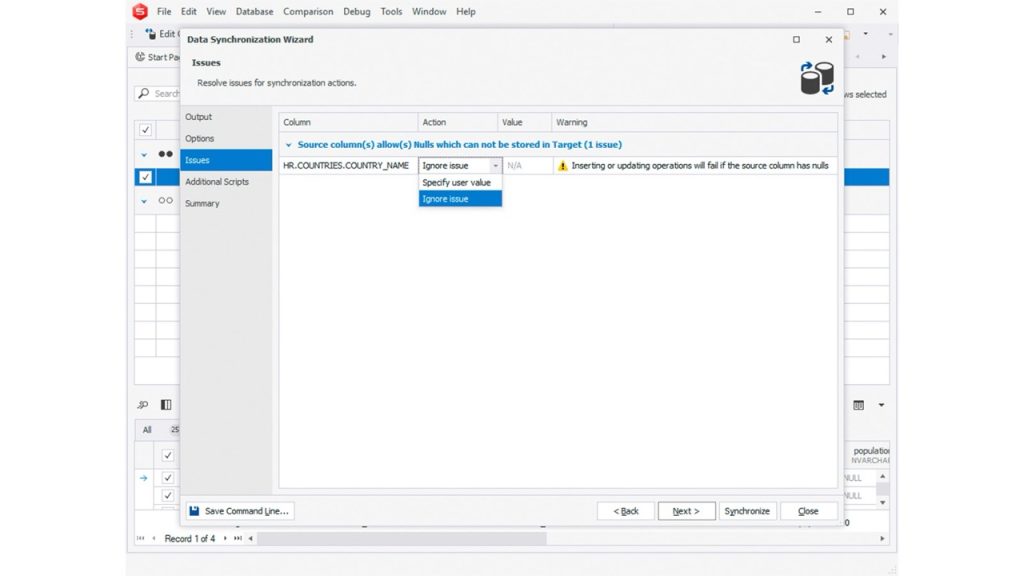 Image of data synchronization wizard