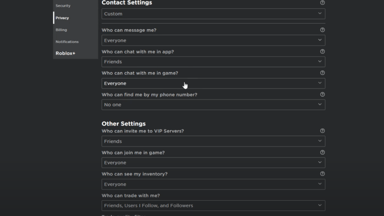 image to Click on the Privacy tab.