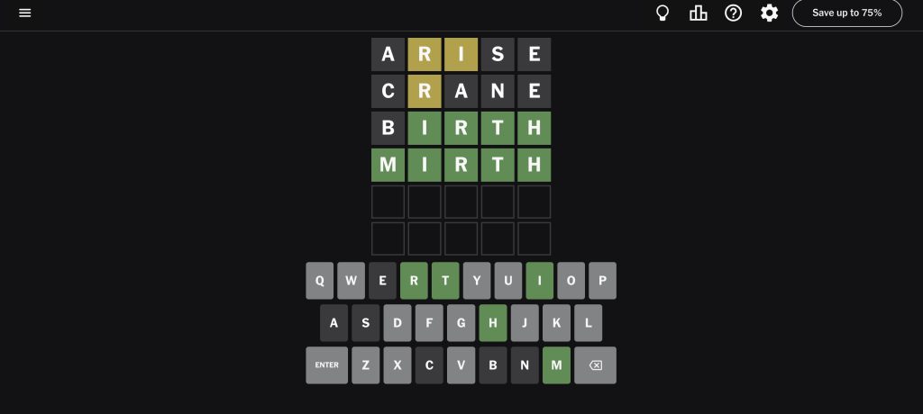 image of the wordle puzzle