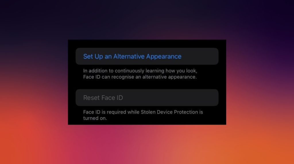 Image to reset face id and fix face id not working on iPhone