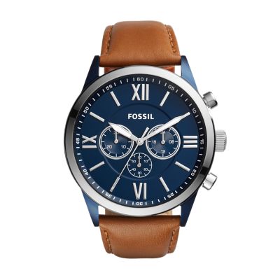 Flynn Chronograph Brown Leather Watch Fossil