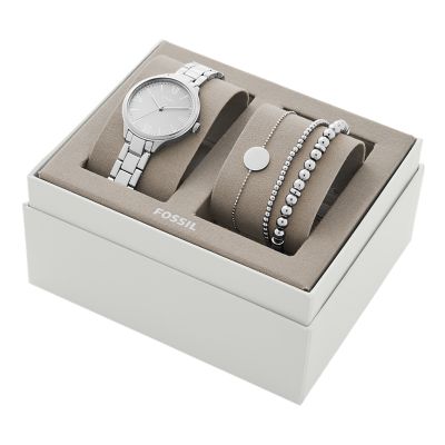 Suitor ThreeHand Alloy Watch and Bracelet Box Set Fossil