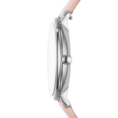 Jacqueline ThreeHand Blush Leather Watch Fossil