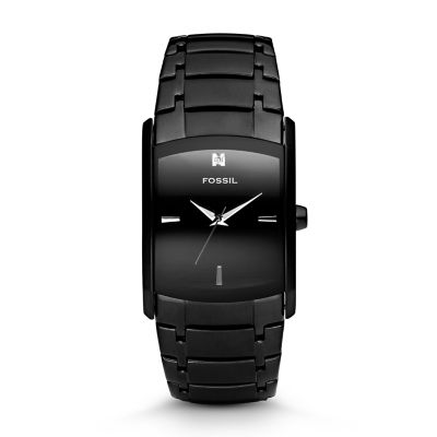 Dress Rectangle Black Stainless Steel Watch Fossil