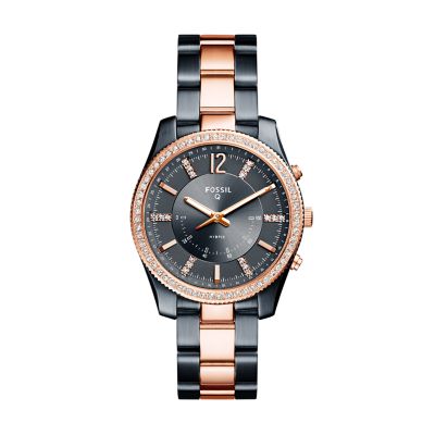 Damen Hybrid Smartwatch Q Scarlette Edelstahl Blau/Roségold Fossil