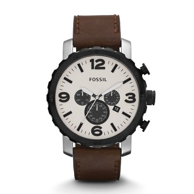 Nate Chronograph Brown Leather Watch Fossil