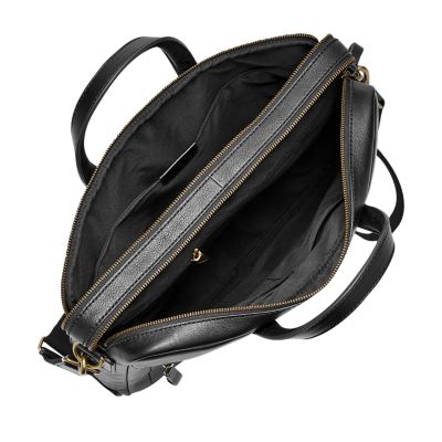 Briefcases Fossil Mens Haskell Double Zip Briefcase Office Products