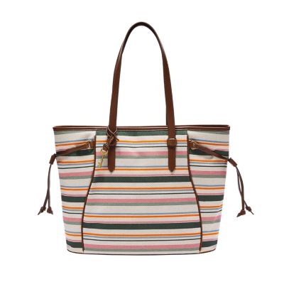 Fossil Green Canvas Stripe tote bag