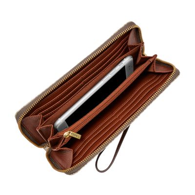 Logan RFID Zip Around Clutch Fossil