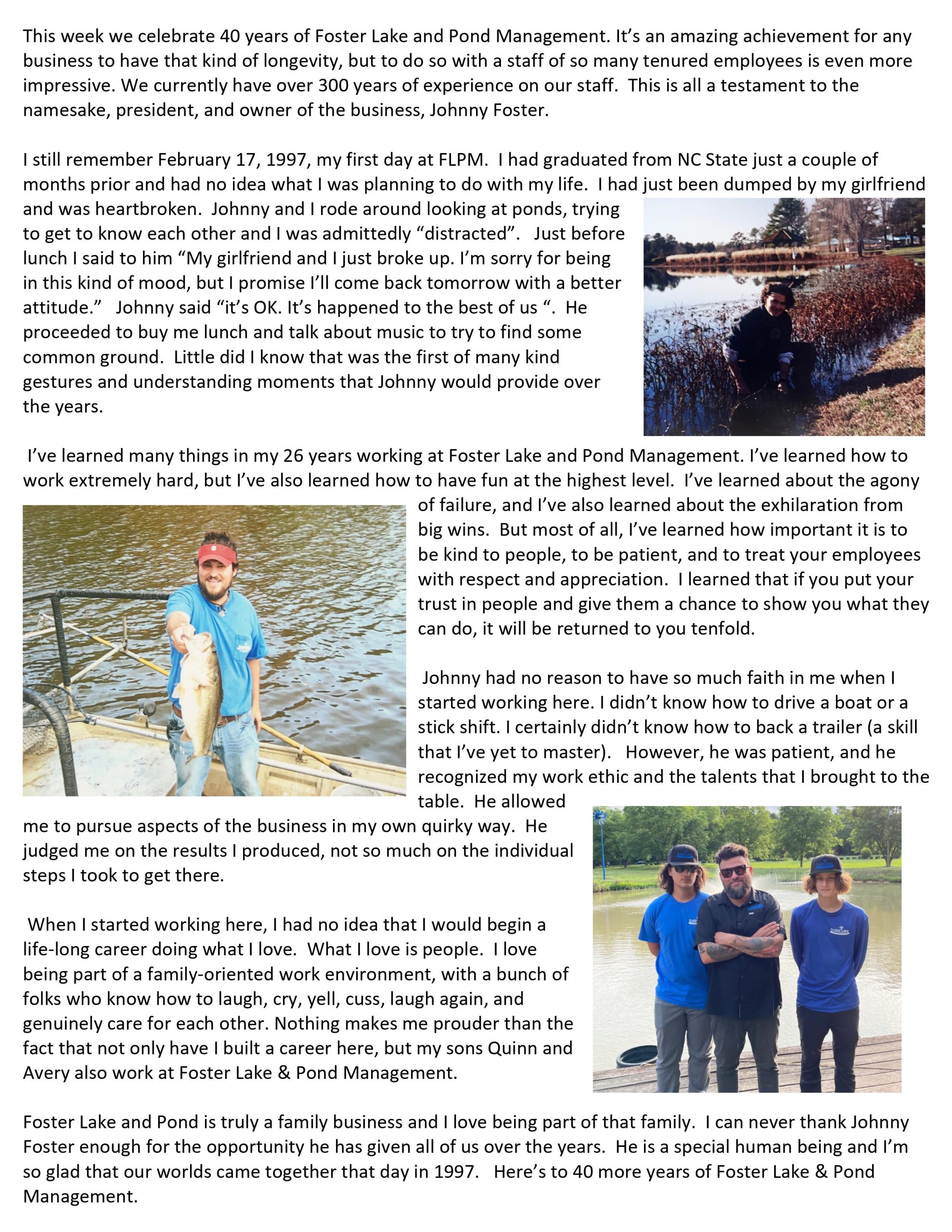 40 years of Foster Lake Foster Lake