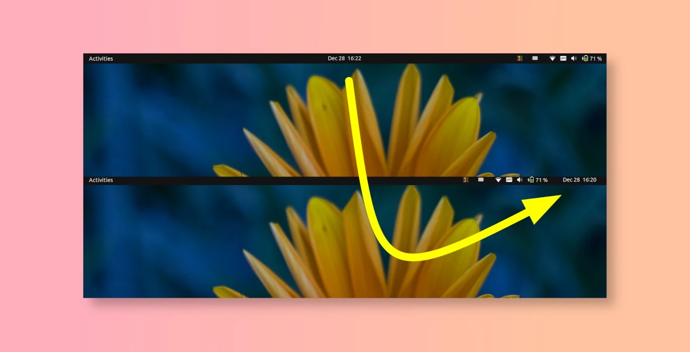 Move Date & Time (Clock) Menu to Right Corner in Ubuntu 22.04 23.10
