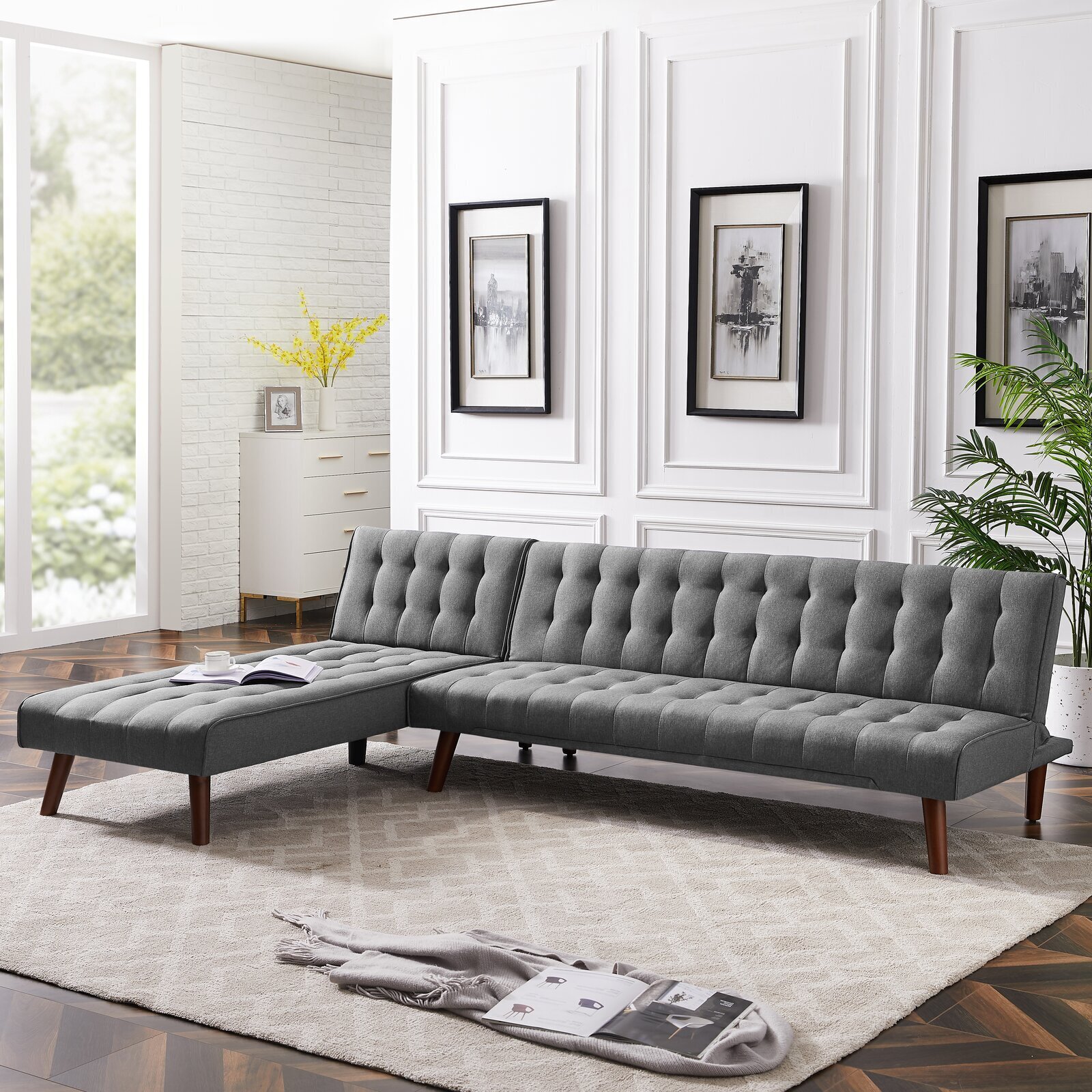 Grey Leather Sectional Sleeper Sofa Matttroy