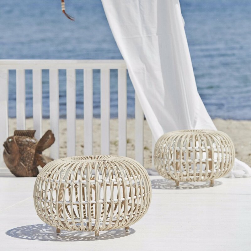 Round Wicker Ottoman Foter
