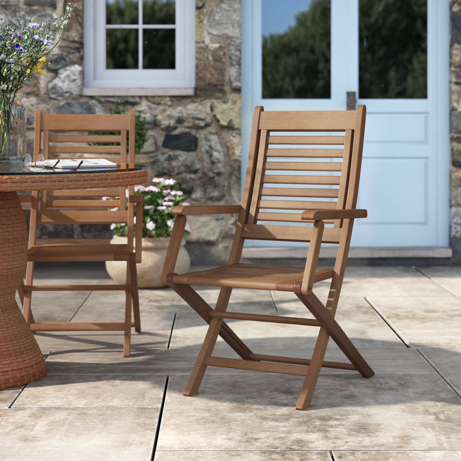 Outdoor Wood Folding Arm Chair Foter