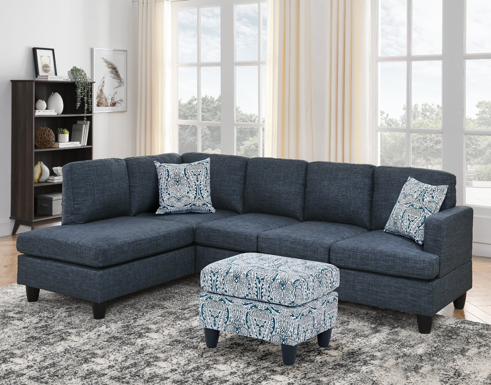 Sofa With Patterned Ottoman Foter